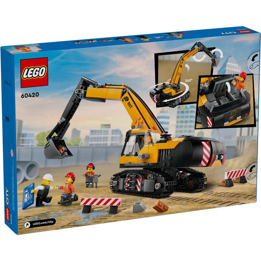 LEGO City 60420 - Excavator galben de construcții - cutie spate