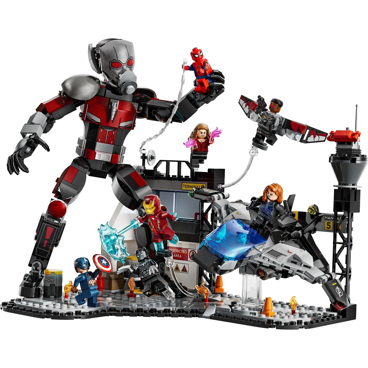 LEGO Marvel 76314 - Bătălia plină de acțiune din Căpitanul America: Război civil