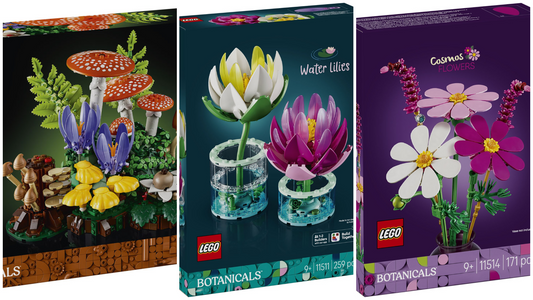 LEGO Botanicals Iunie 2026 – Ciuperci de pădure, nuferi și cosmos: cel mai divers val din istoria colecției