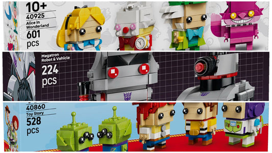 LEGO BrickHeadz Iunie 2026 – Megatron, Alice în Țara Minunilor și Toy Story: trei universuri, același format blocky și adorabil