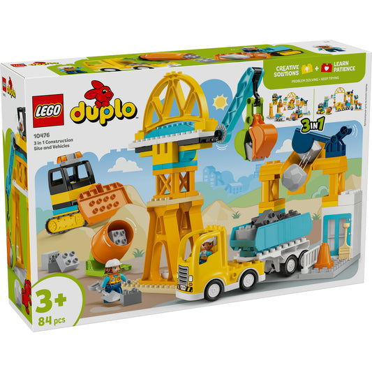 LEGO DUPLU 10476 Șantier și vehicule de construcții 3 în 1 - cutie fata