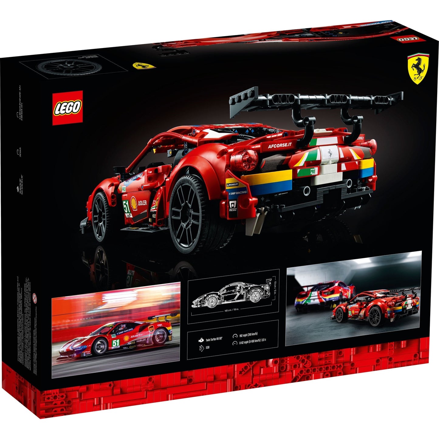 LEGO Technic 42125 - Ferrari 488 GTE “AF Corse #51” - cutie spate