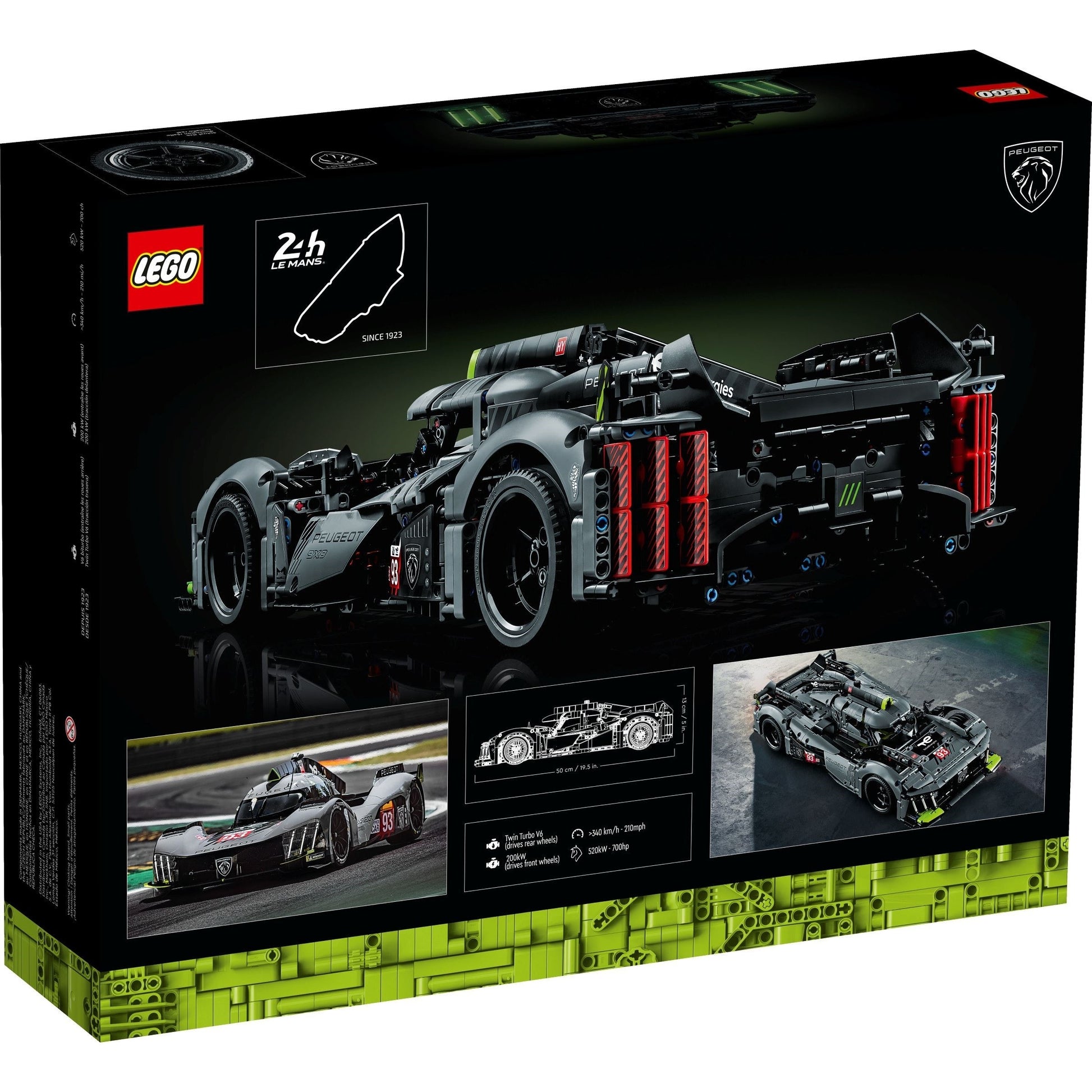 LEGO Technic 42156 - PEUGEOT 9X8 24H Le Mans Hybrid Hypercar - cutie spate