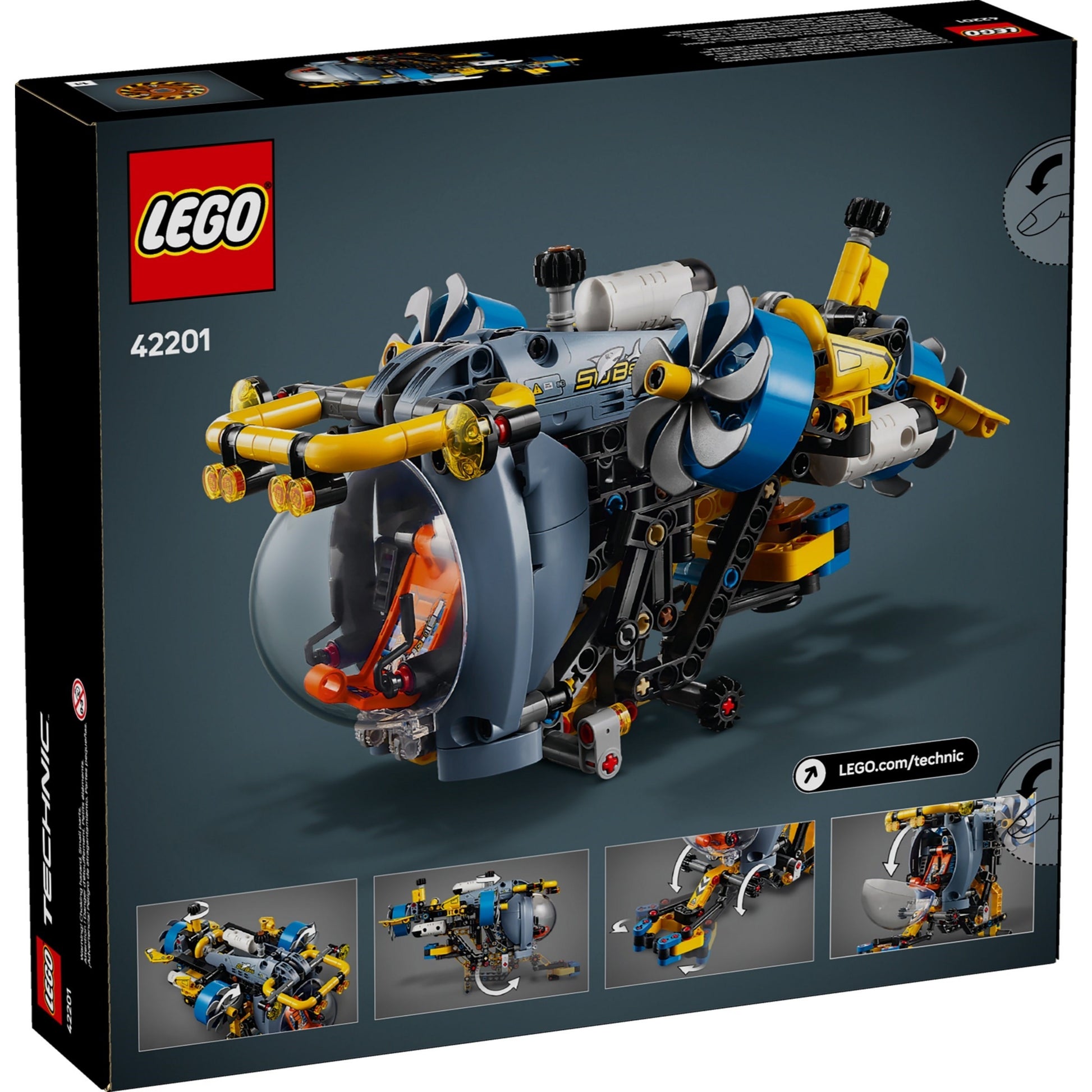 LEGO Technic 42201 - Submarin de cercetare la mare adâncime - cutie spate