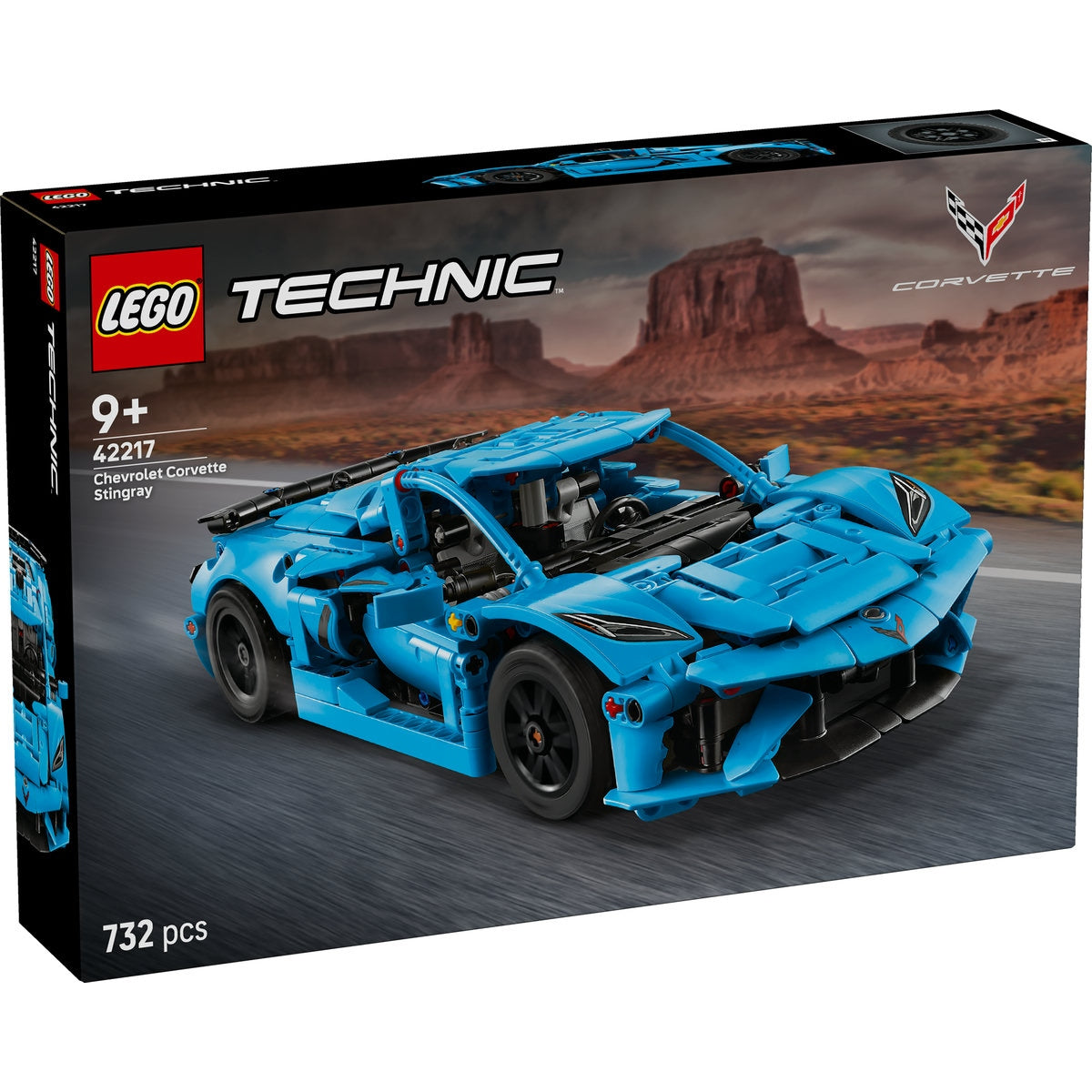 LEGO Technic 42217 - Chevrolet Corvette Stingray albastru - cutie fata