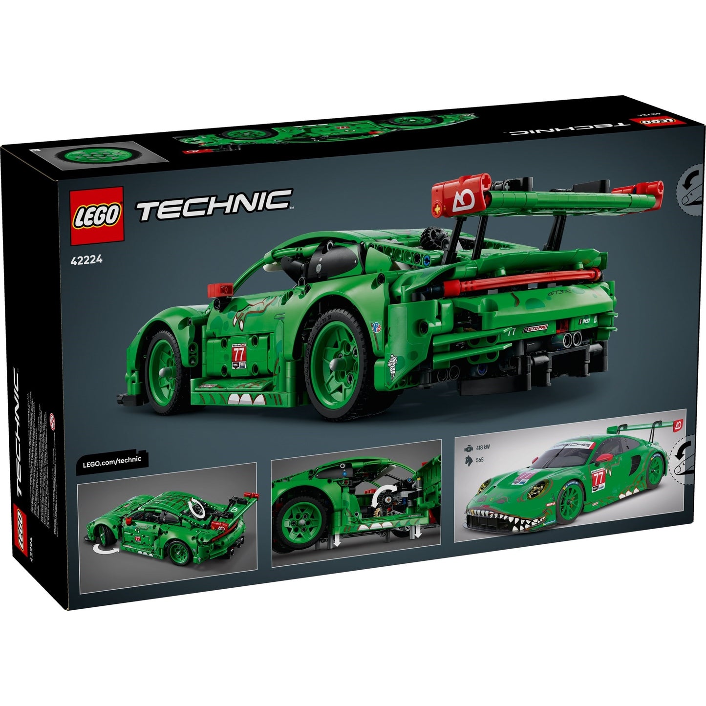 LEGO Technic 42224 - Mașina Porsche 911 GT3 R REXY AO Racing - cutie spate