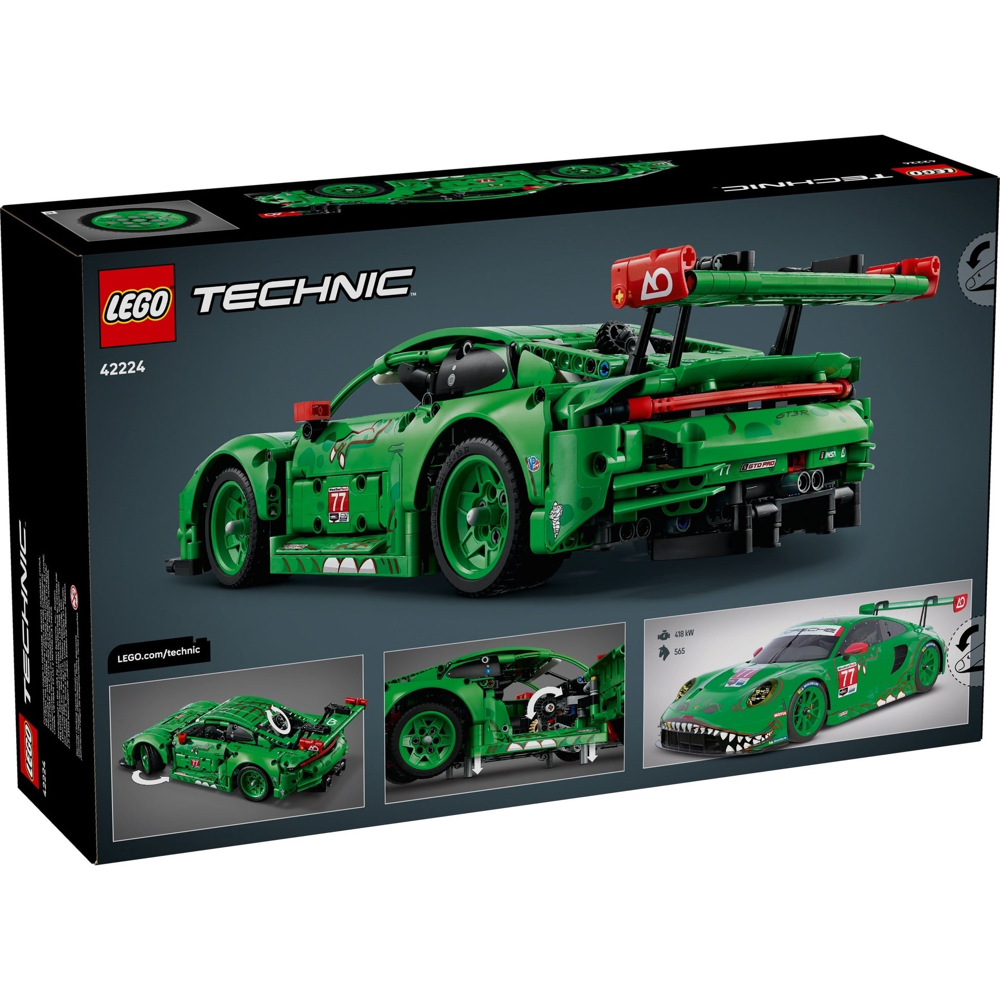 LEGO Technic 42224 - Mașina Porsche 911 GT3 R REXY AO Racing - cutie spate