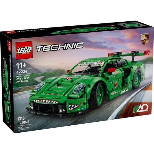 LEGO Technic 42224 - Mașina Porsche 911 GT3 R REXY AO Racing - cutie fata