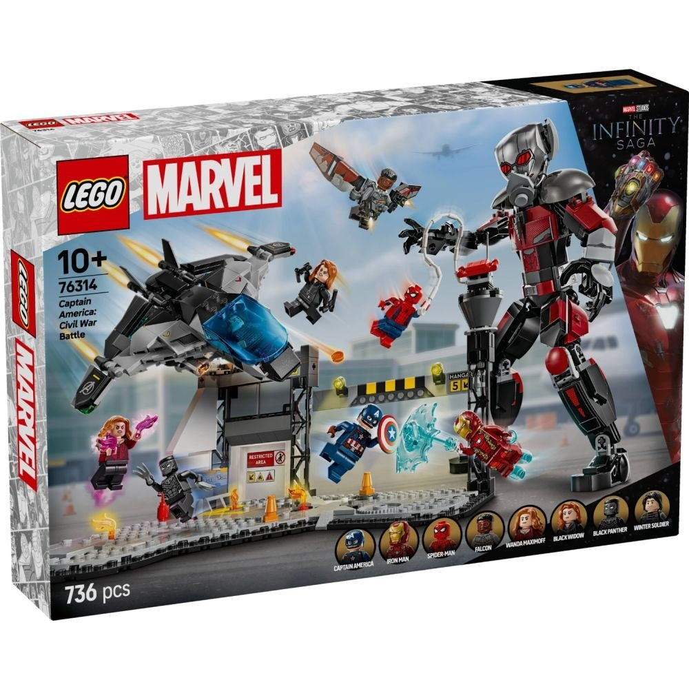 LEGO Marvel 76314 - Bătălia plină de acțiune din Căpitanul America: Război civil