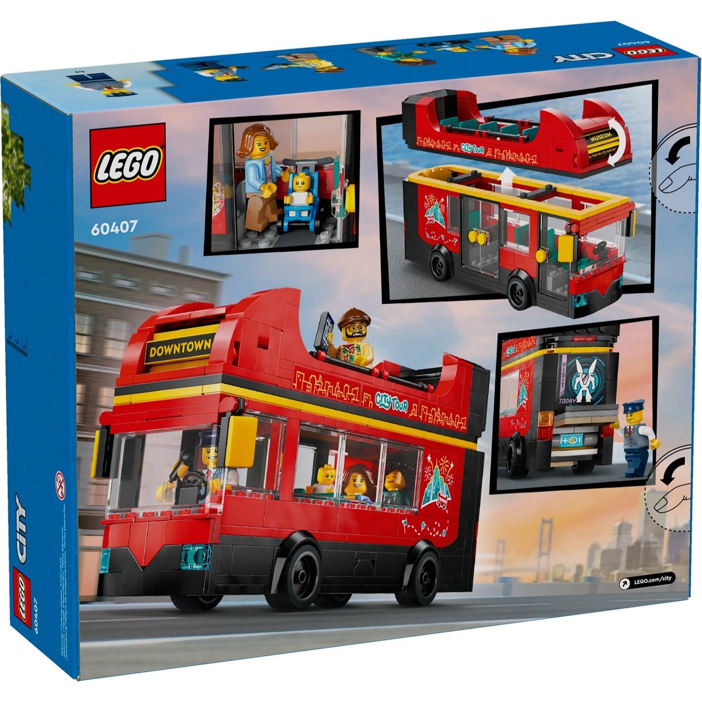 LEGO City 60407 - Autobuz turistic roșu cu etaj - cutie spate