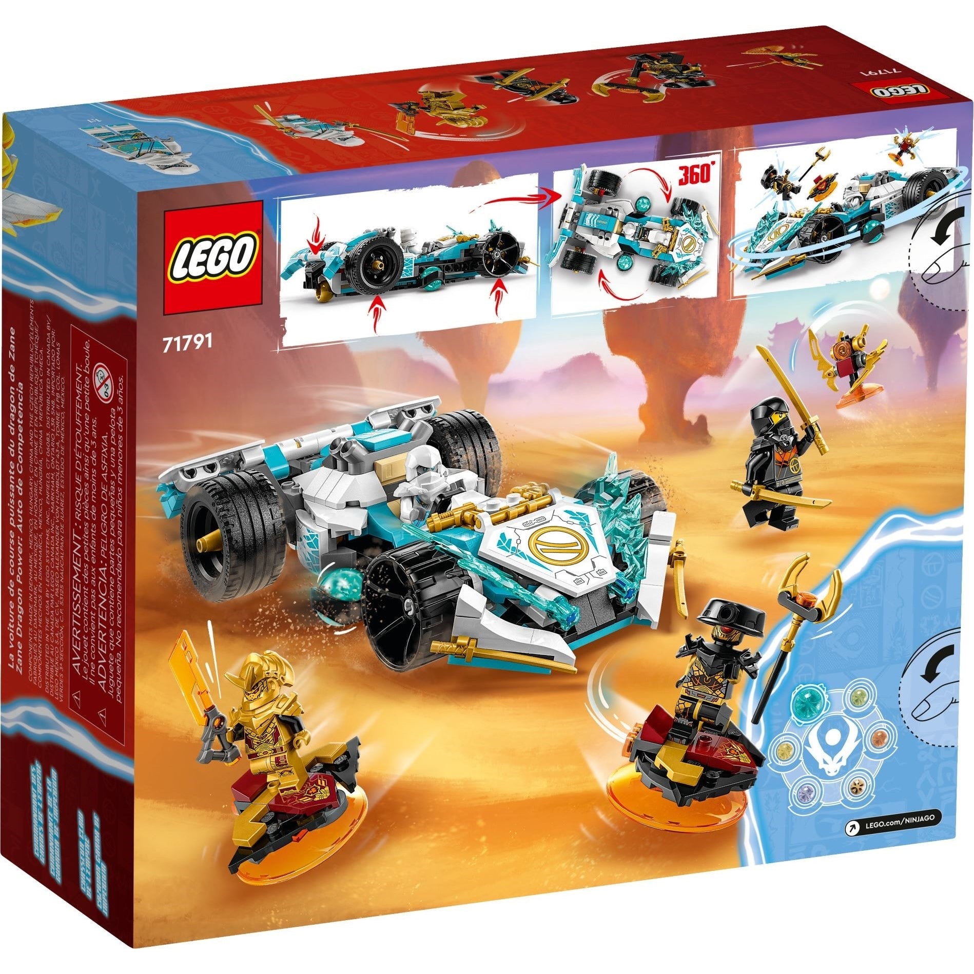 LEGO NINJAGO® 71791 - Mașina de curse Spinjitzu a lui Zane cu puterea dragonului - cutie spate