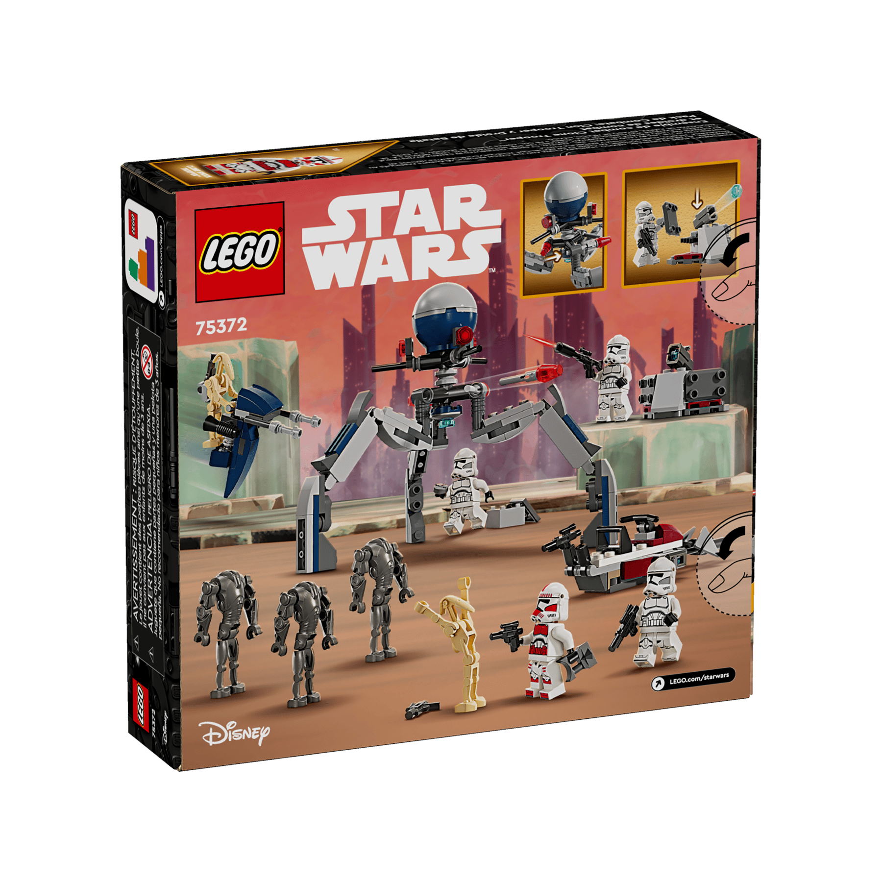 LEGO Star Wars™ 75372 - Pachet de luptă Clone Trooper™ și droid de luptă - cutie spate
