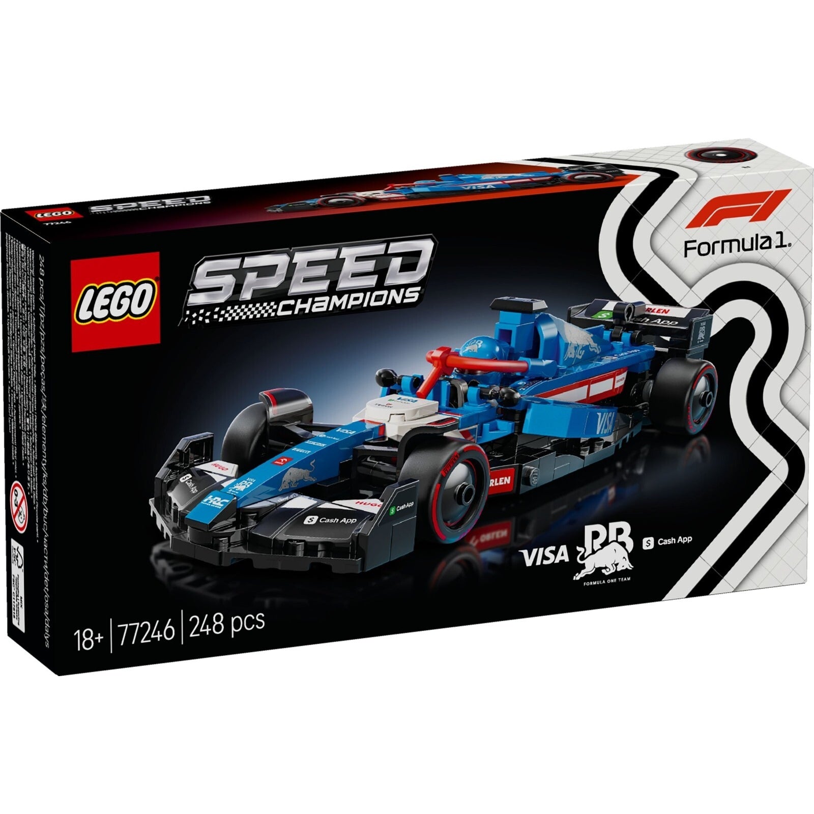 LEGO Speed Champions 77246 - Mașina de curse F1® Visa Cash App RB VCARB 01 - cutie fata